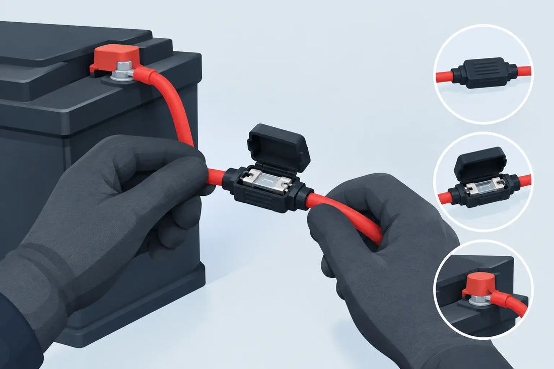 Slik monterer du sikring på batterikabel