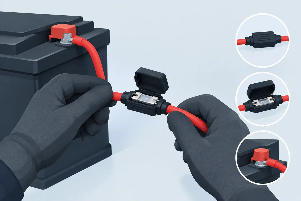 Slik monterer du sikring på batterikabel