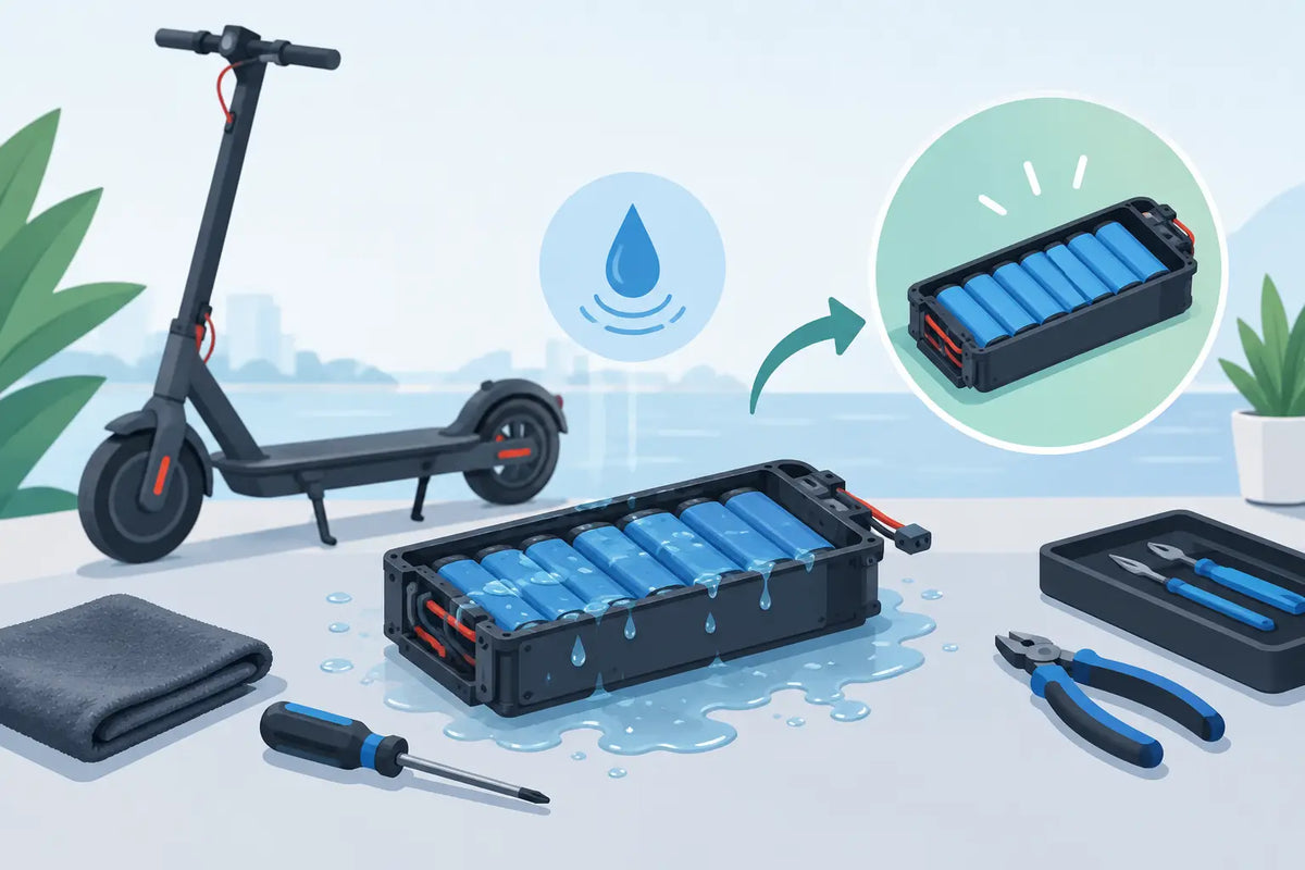Reparasjon etter vannskadet batteri på elsparkesykkel
