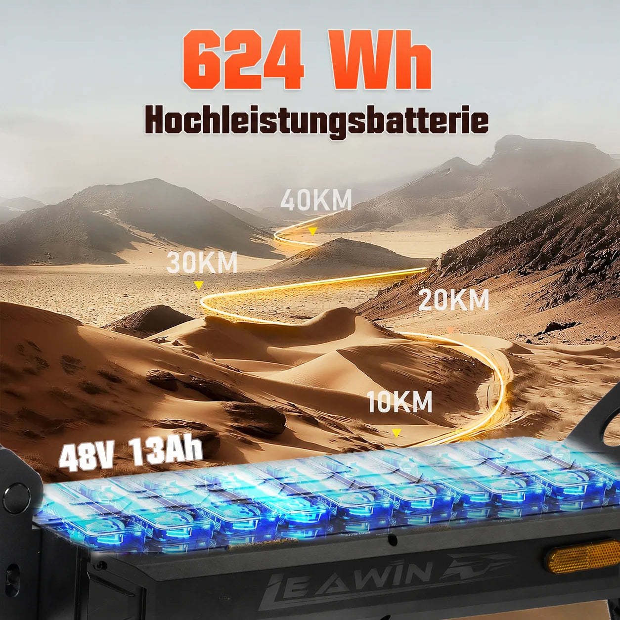800W Elektrisk Sparkesykkel – 35 km/t – 48V 13Ah / 18.2Ah – Opptil 40 km Rekkevidde