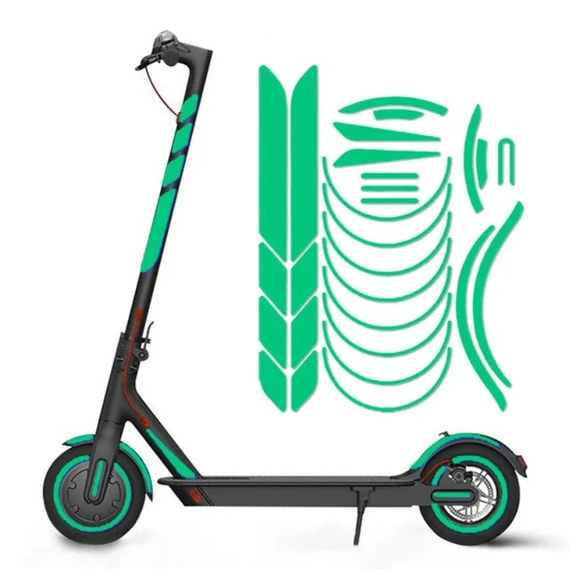 Reflekterende klistremerker for elsparkesykkel, E2S Batterier dekor- og sikkerhetssett for Xiaomi, Ninebot og E2S E-scooter