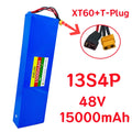 48V 15Ah Batteri til Elsparkesykkel – 720Wh Lithium-ion 13S4P med 25A BMS | XT60 Kompatibel