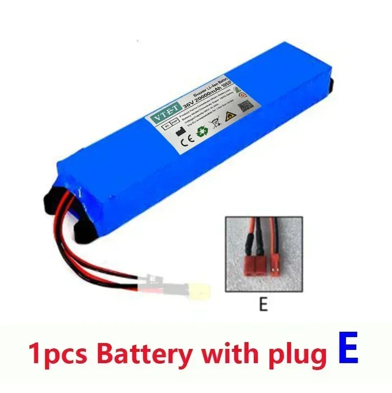 36V 20Ah Batteri til Elsparkesykkel – 720Wh Lithium-ion Batteripakke med 20A BMS | 342×42×66mm