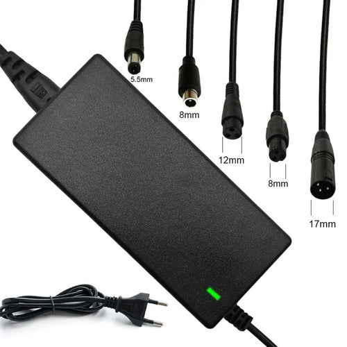 Lader for 42V 2A lithium batteri, E2s V2, Xiaomi Mijia Ninebot 5, som viser ladeport og indikatorlys