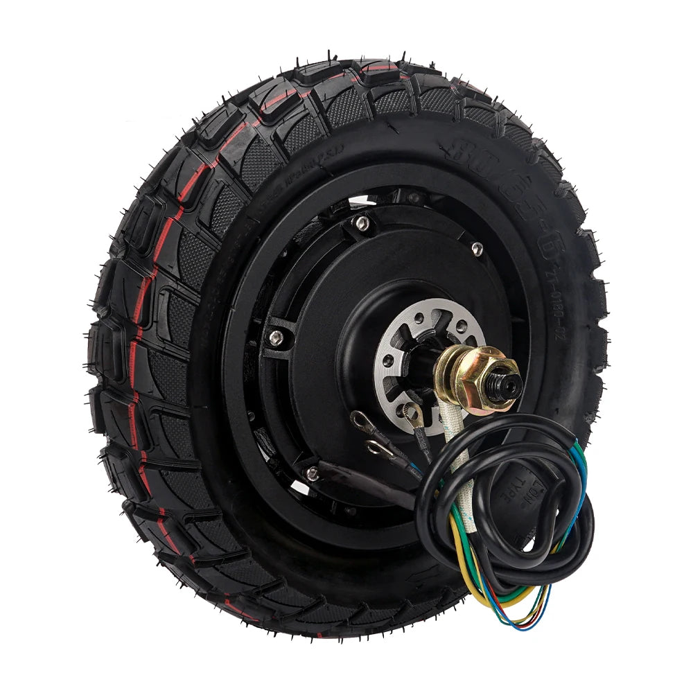 E2S Batterier 10-tommers hubmotor for elsykkel, 52V-60V, 1600W, vist med svart motorhus og tilkoblingskabler