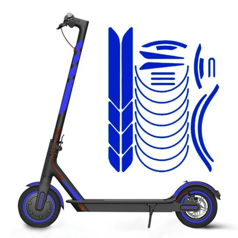 Reflekterende klistremerker for elsparkesykkel, E2S Batterier dekor- og sikkerhetssett for Xiaomi og Ninebot, synlig i mørket.