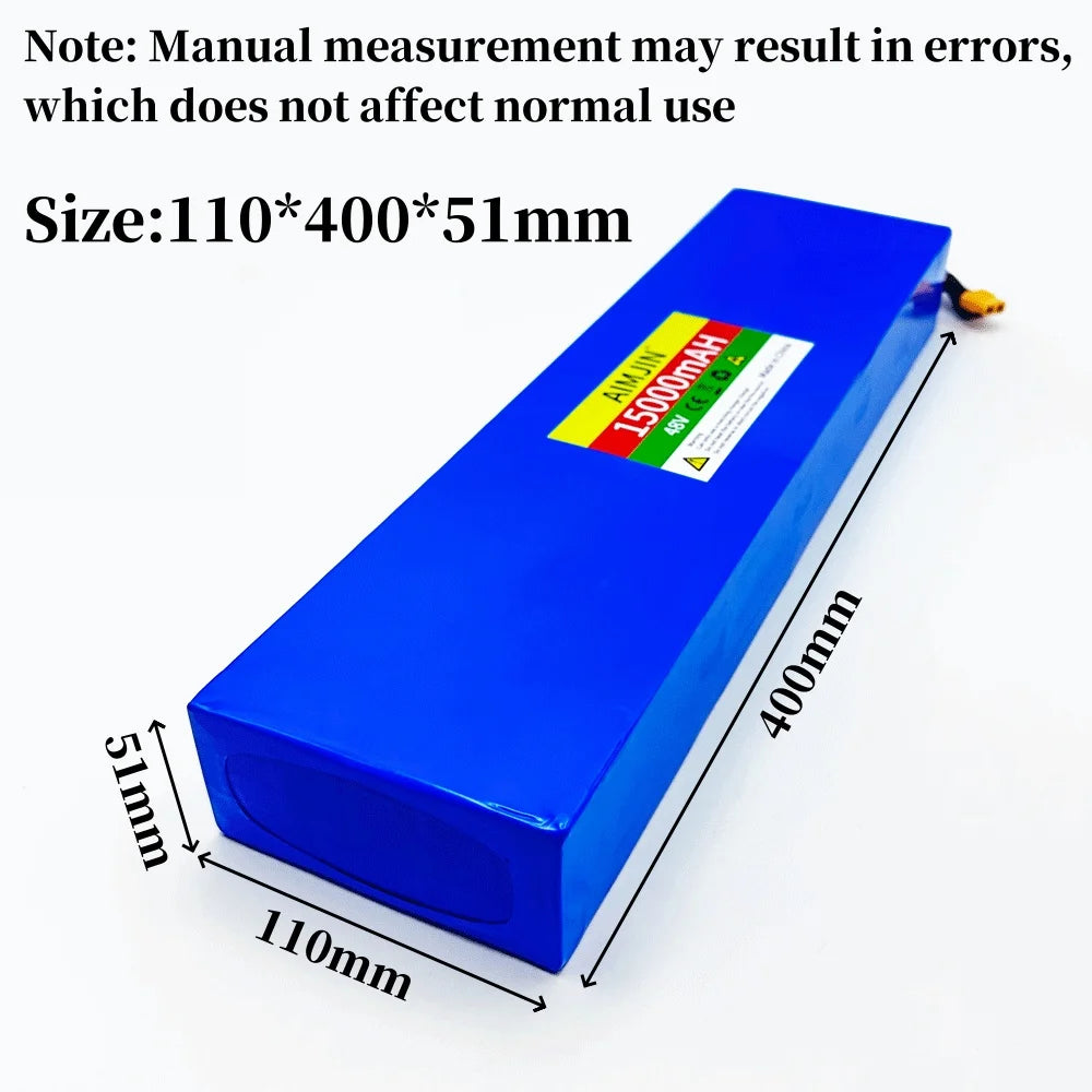 48V 15Ah Batteri til Elsparkesykkel – 720Wh Lithium-ion 13S4P med 25A BMS | XT60 Kompatibel