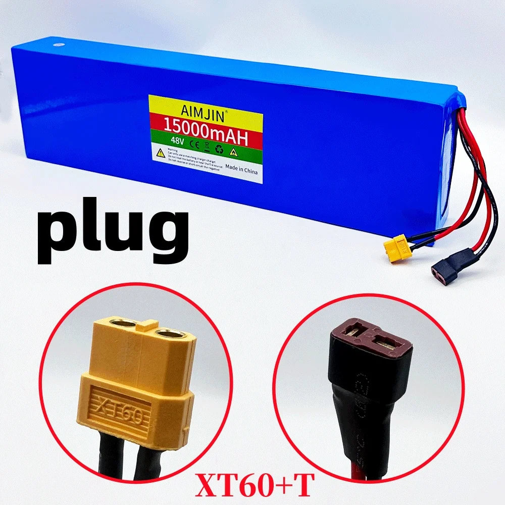 48V 15Ah Batteri til Elsparkesykkel – 720Wh Lithium-ion 13S4P med 25A BMS | XT60 Kompatibel