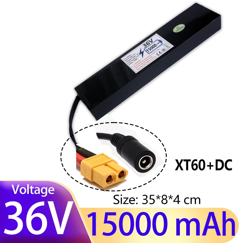 E2S Batterier 36V 15Ah el-sparkesykkelbatteri som viser batteriet med merkets logo og koblingskontakter.